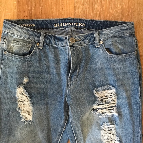 Distressed Bluenote Jeans Boyfriend CROP - Picture 2 of 5